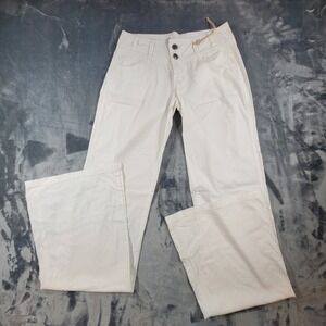 Spoon Jeans Womens White Wide Leg Flare Pants Low Rise Size 3 Cotton Blend Y2K